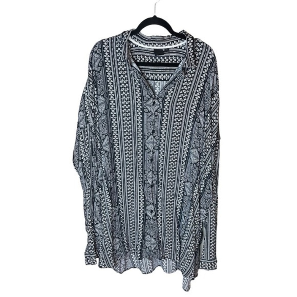 ASOS Black and White Button‎ Down Blouse Top Size 5XL